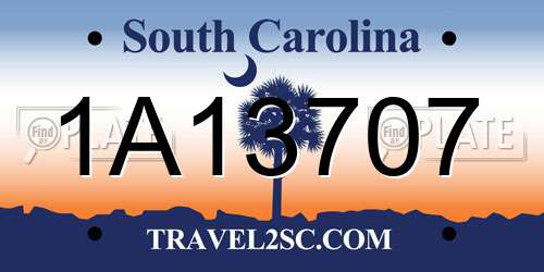 1A13707 South Carolina License Plate