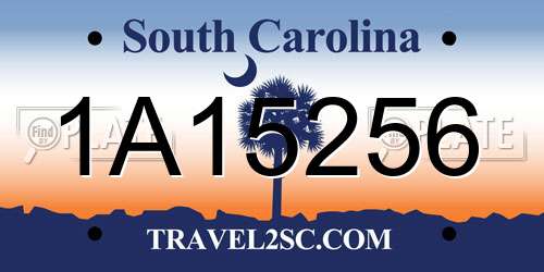 1A15256 South Carolina License Plate