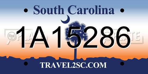 1A15286 South Carolina License Plate