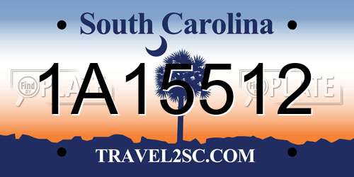 1A15512 South Carolina License Plate