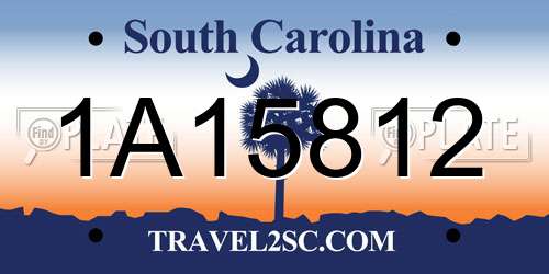 1A15812 South Carolina License Plate