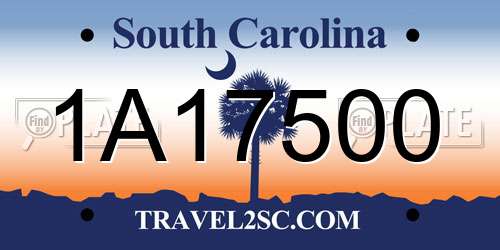 1A17500 South Carolina License Plate