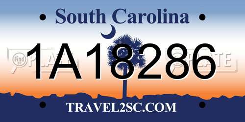 1A18286 South Carolina License Plate