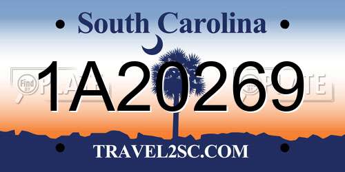 1A20269 South Carolina License Plate