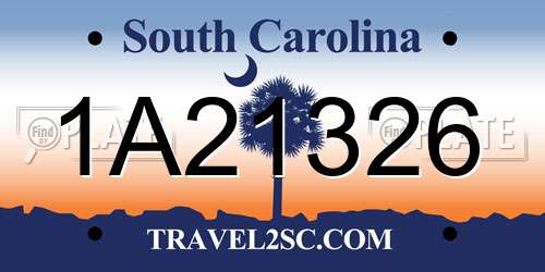1A21326 South Carolina License Plate