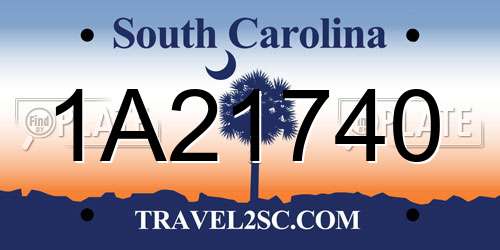 1A21740 South Carolina License Plate