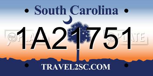 1A21751 South Carolina License Plate