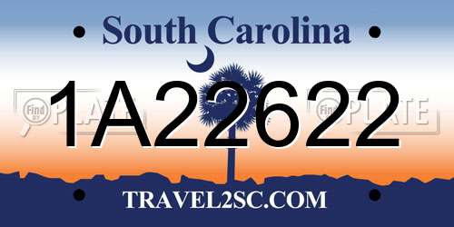 1A22622 South Carolina License Plate