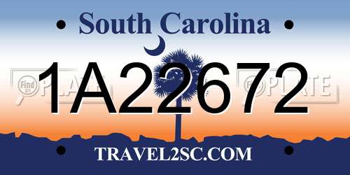 1A22672 South Carolina License Plate