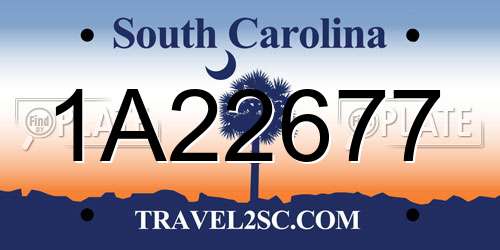 1A22677 South Carolina License Plate