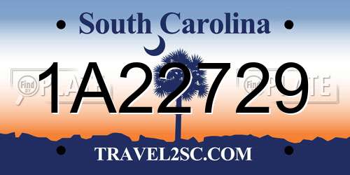 1A22729 South Carolina License Plate