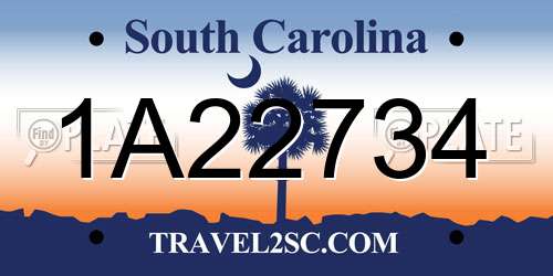 1A22734 South Carolina License Plate