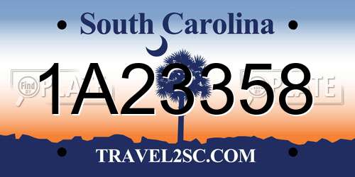 1A23358 South Carolina License Plate