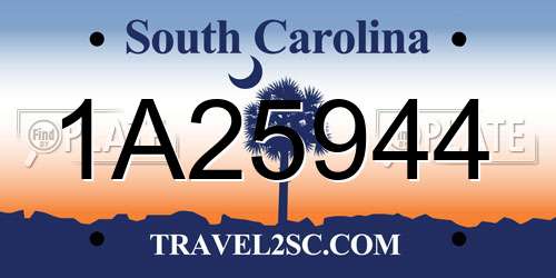 1A25944 South Carolina License Plate