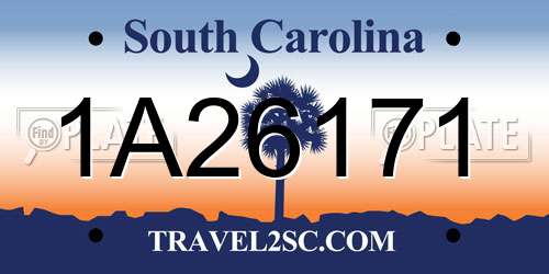 1A26171 South Carolina License Plate