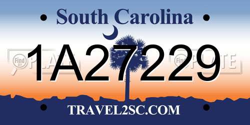 1A27229 South Carolina License Plate