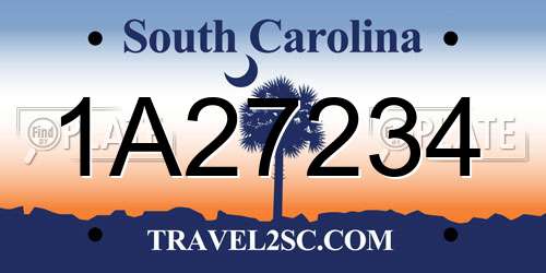 1A27234 South Carolina License Plate