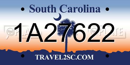 1A27622 South Carolina License Plate