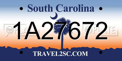 1A27672 South Carolina License Plate