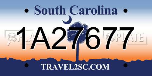 1A27677 South Carolina License Plate