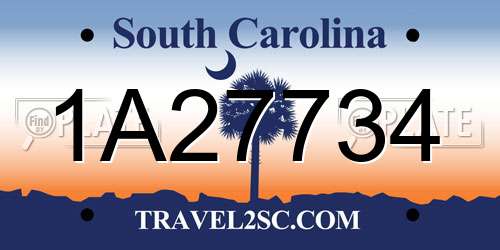 1A27734 South Carolina License Plate