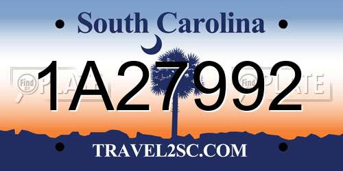 1A27992 South Carolina License Plate