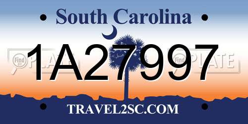 1A27997 South Carolina License Plate