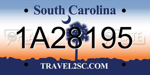 1A28195 South Carolina License Plate