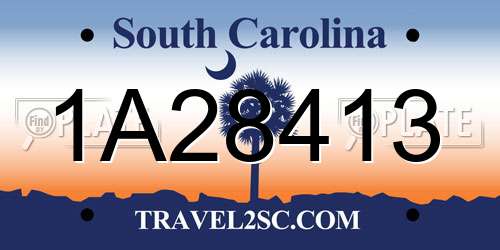 1A28413 South Carolina License Plate
