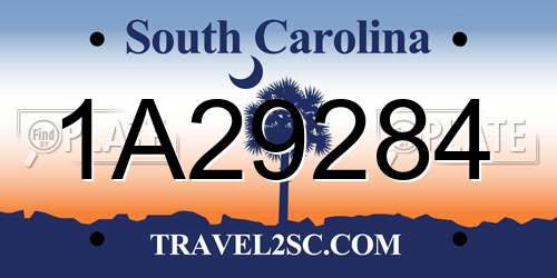 1A29284 South Carolina License Plate