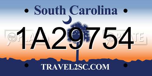 1A29754 South Carolina License Plate