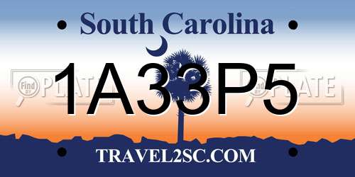 1A33P5 South Carolina License Plate
