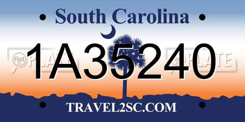 1A35240 South Carolina License Plate