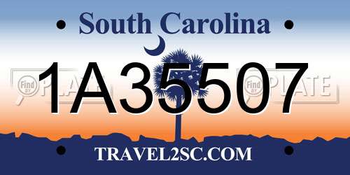 1A35507 South Carolina License Plate