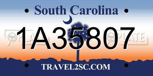 1A35807 South Carolina License Plate