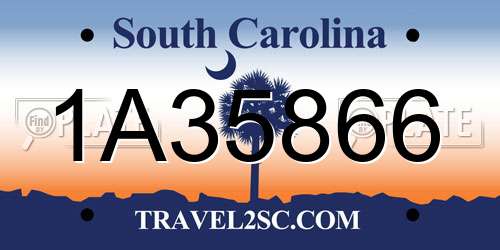 1A35866 South Carolina License Plate