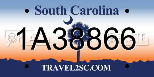 1A38866 South Carolina License Plate