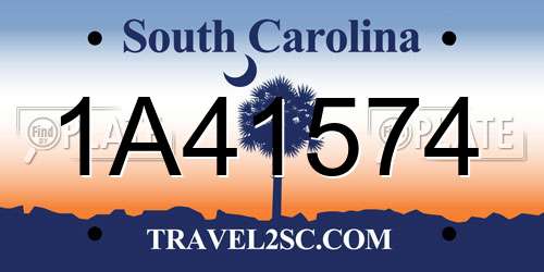 1A41574 South Carolina License Plate