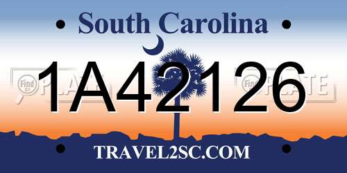 1A42126 South Carolina License Plate