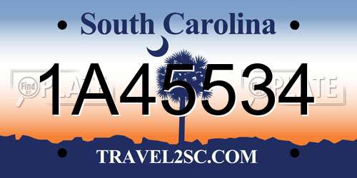1A45534 South Carolina License Plate