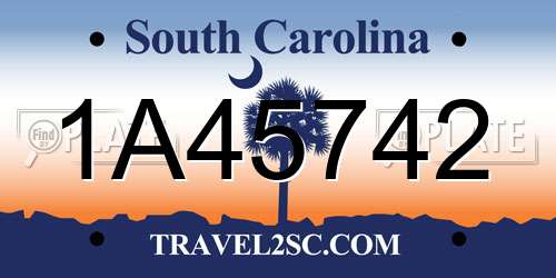 1A45742 South Carolina License Plate