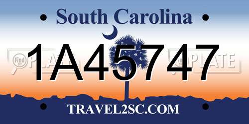 1A45747 South Carolina License Plate