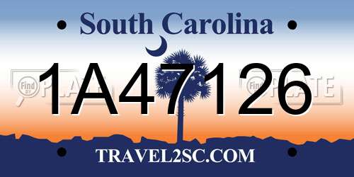 1A47126 South Carolina License Plate