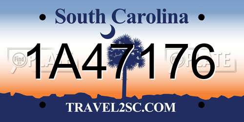 1A47176 South Carolina License Plate