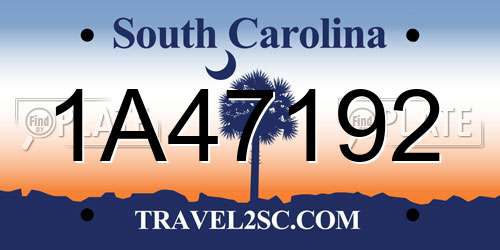 1A47192 South Carolina License Plate