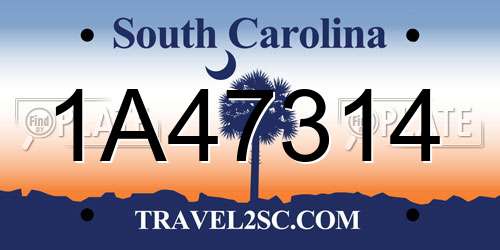 1A47314 South Carolina License Plate