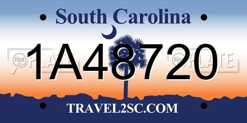 1A48720 South Carolina License Plate
