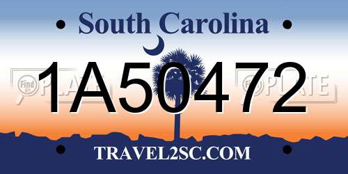 1A50472 South Carolina License Plate