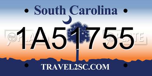1A51755 South Carolina License Plate