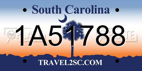 1A51788 South Carolina License Plate